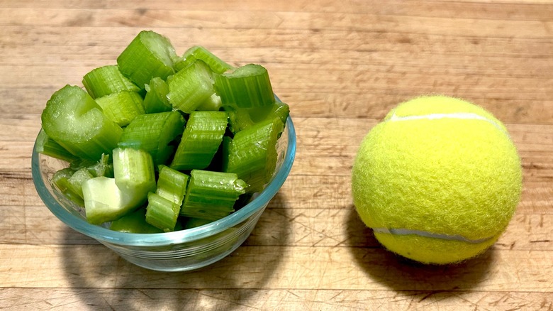 Celery and tennis ball