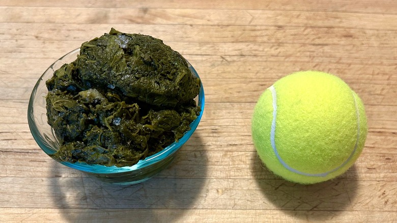 Spinach and tennis ball