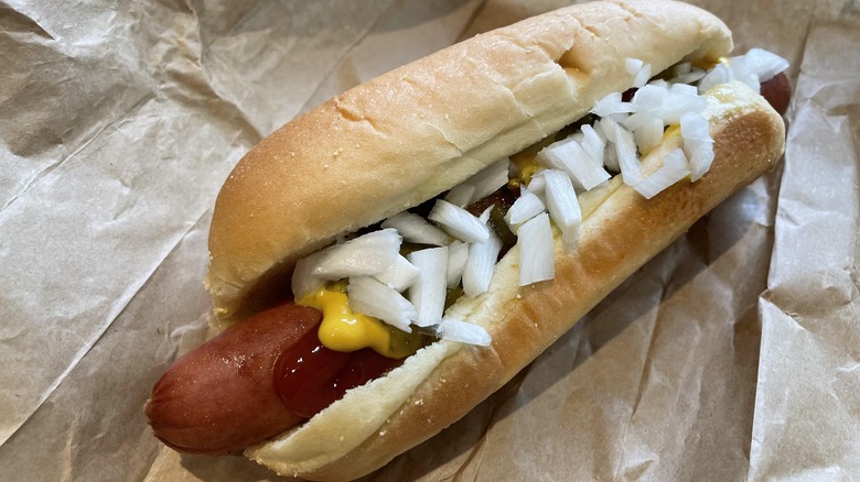 hot dog with onions