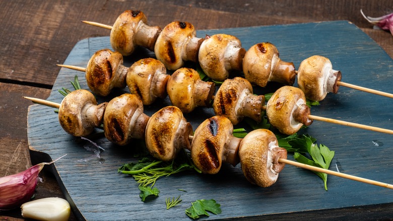 Grilled mushroom skewers