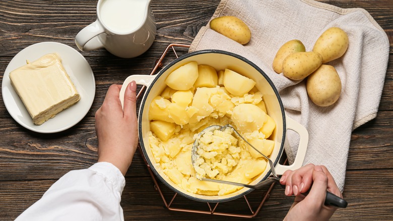 Making a batch of mashed potatoes