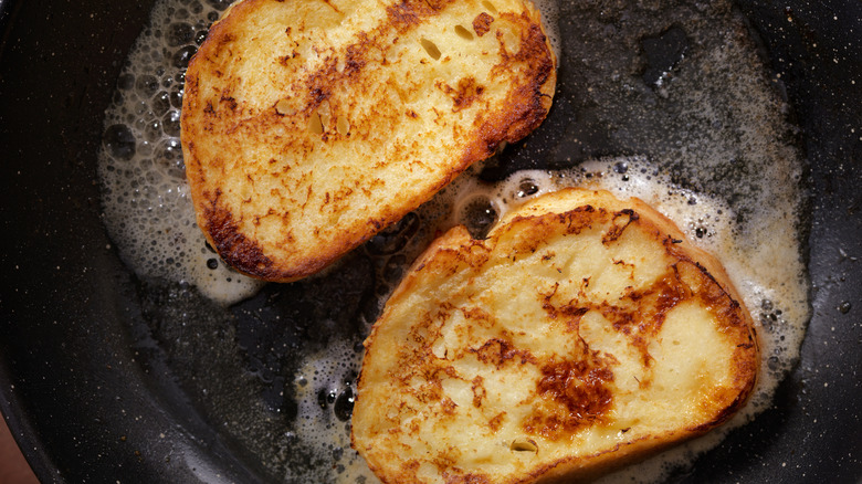 French toast in frying pan