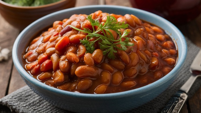 Baked beans in a bowl