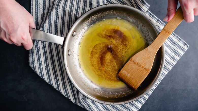 butter browning in skillet