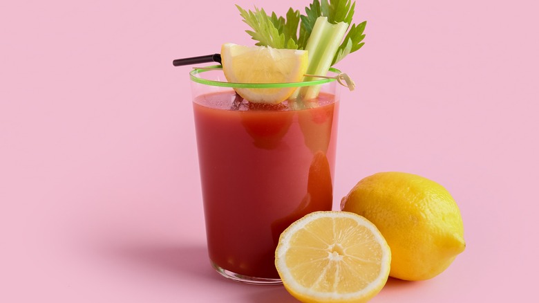 Bloody Mary on pink background