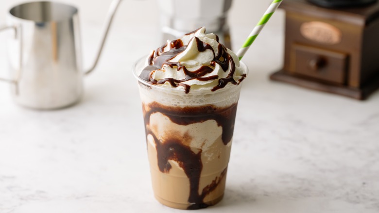 Mocha frappe with whipped cream