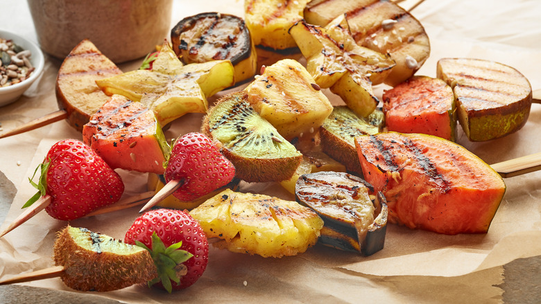 Grilled fruit skewers