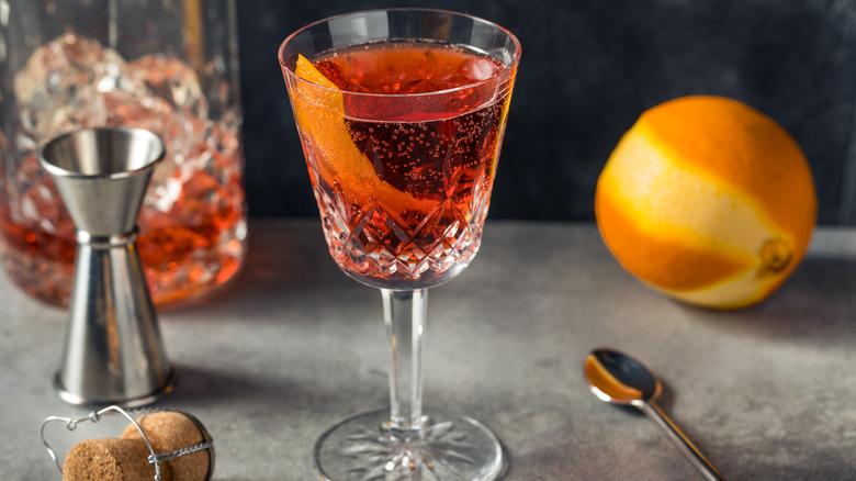 Negroni in crystal glass