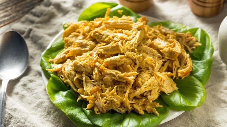 Coronation chicken on lettuce