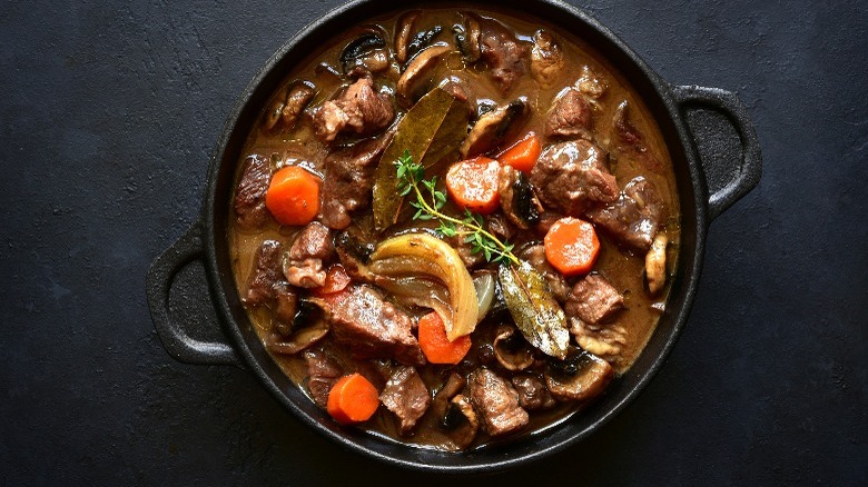 Beef Bourguignon in cast iron