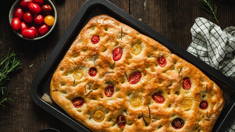 Focaccia bread with cherry tomatoes