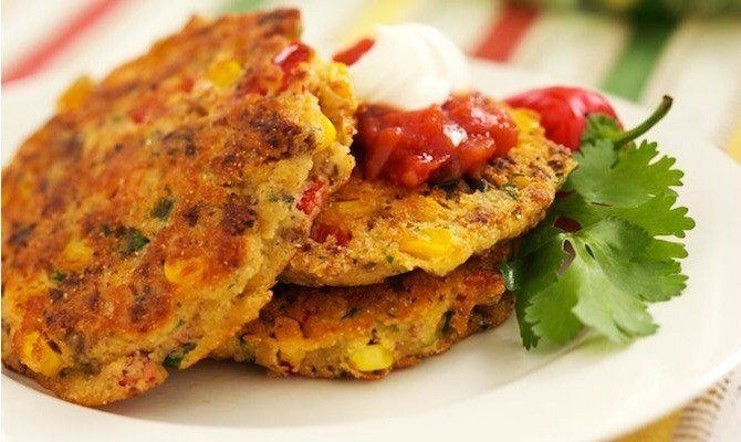 Three Pepper Sausage Corn Cakes