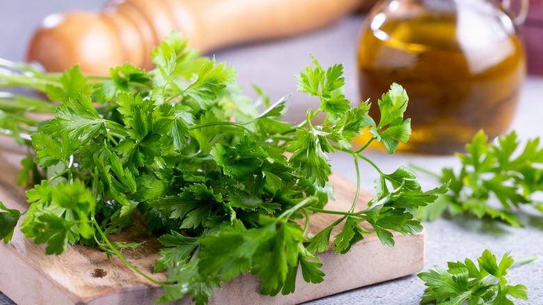 parsley herb with olive oil