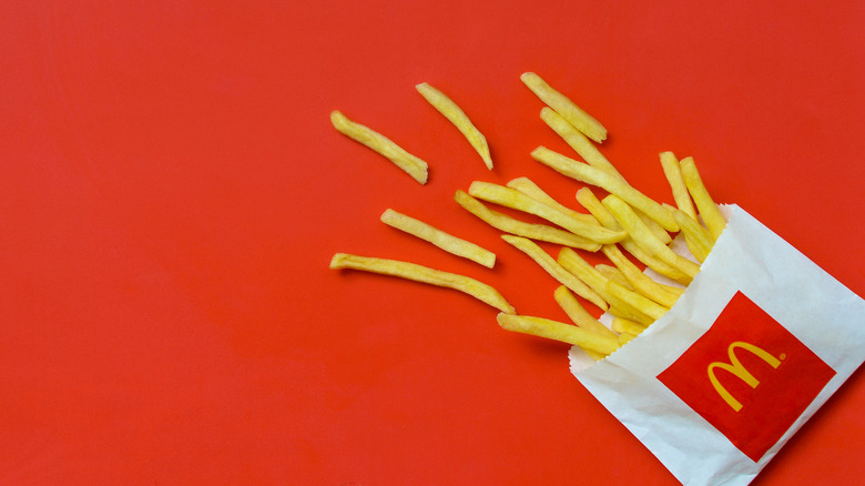 Small fries on a red background