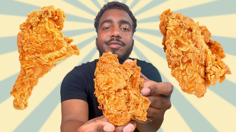 Renzo (Eatwitzo) holding fried chicken