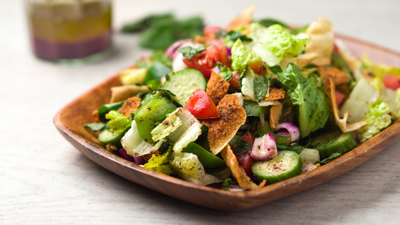 Plate of fattoush salad