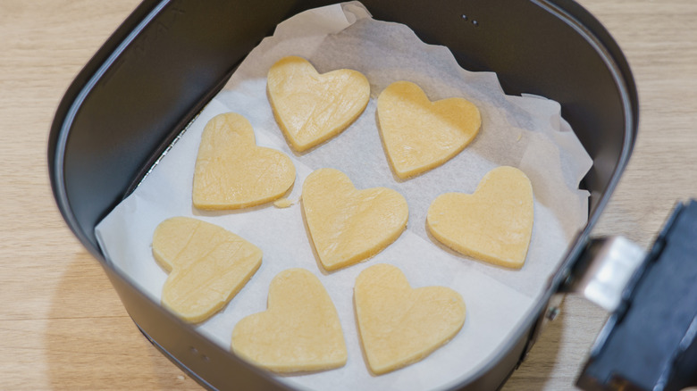 heart-shaped cookie dough in air fryer