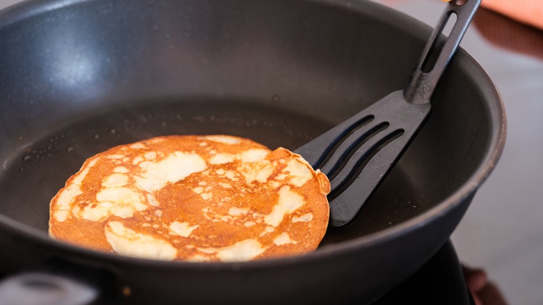 Preparing to flip a pancake