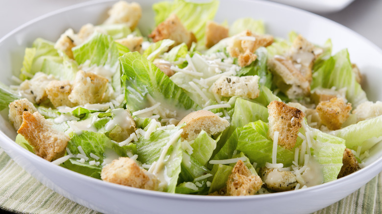 Salad with croutons and parmesan