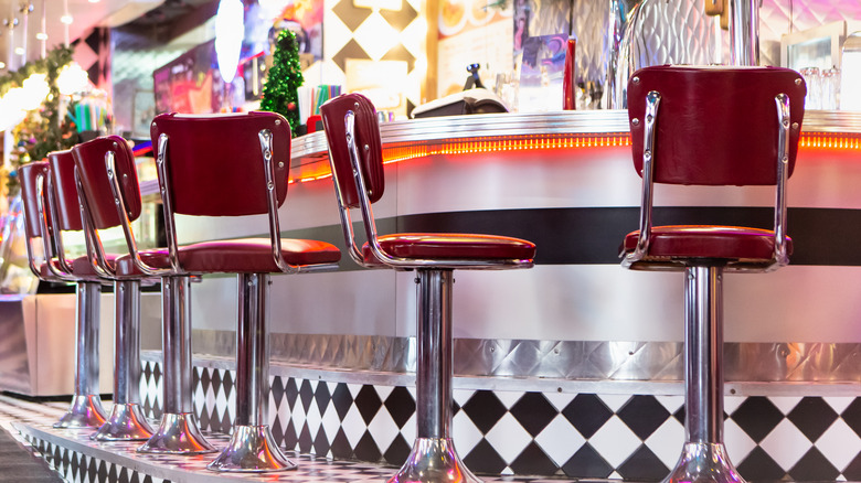 Diner bar with Christmas decorations