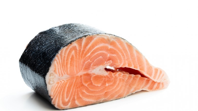 salmon steak with skin on