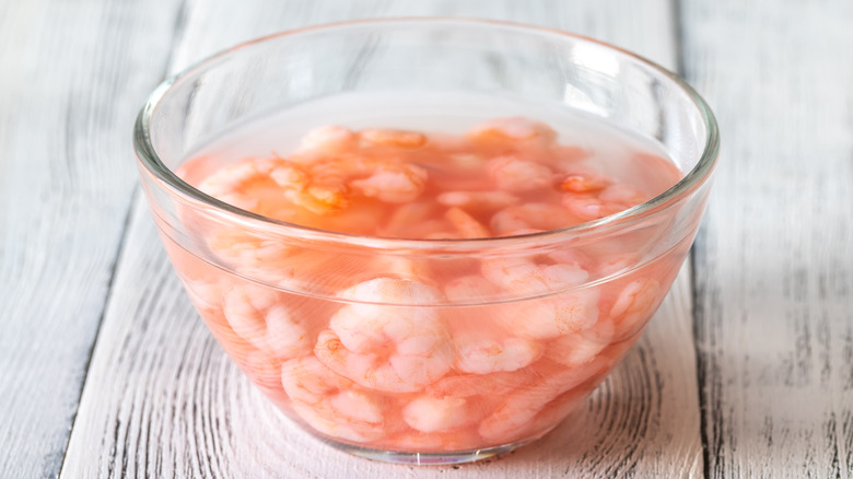 bowl of shrimp in brine