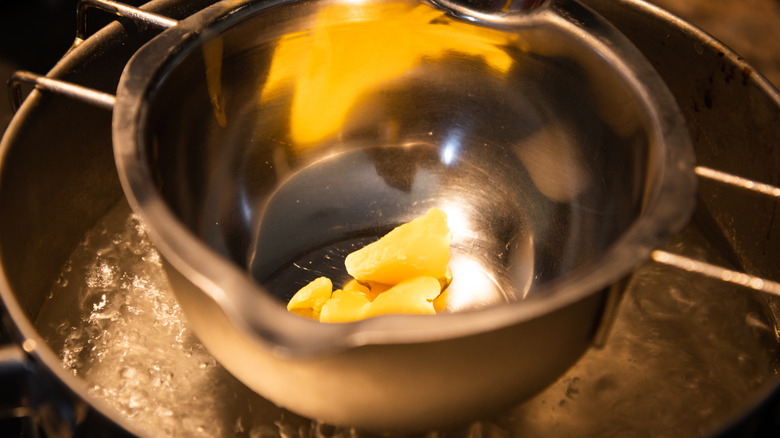 Butter melting in a double boiler