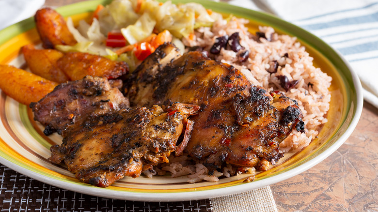 plate of Jamaican jerk chicken