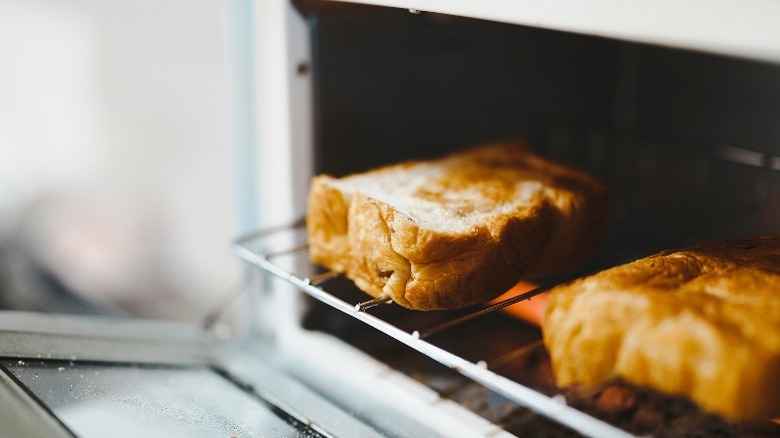 thick-sliced toast in toaster oven