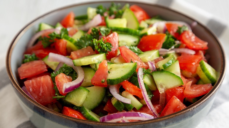 Fresh tomato and cucumber salad