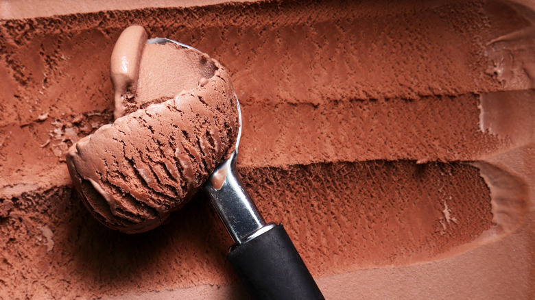 chocolate ice cream with scoop