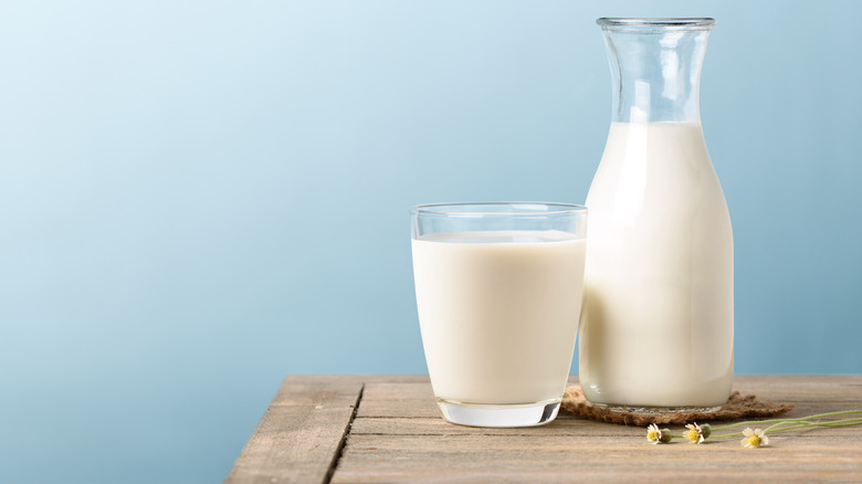 Bottle and cup of milk 