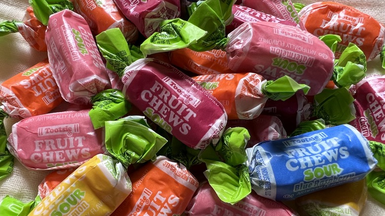 Tootsie Fruit Chews Sours pile