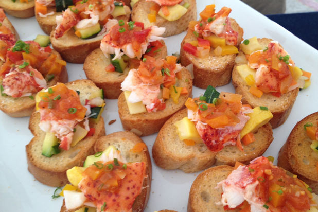 Lobster Crostini with Marinated Vegetables and Sofrito