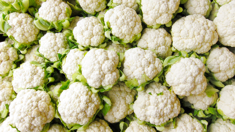 Heads of white cauliflower