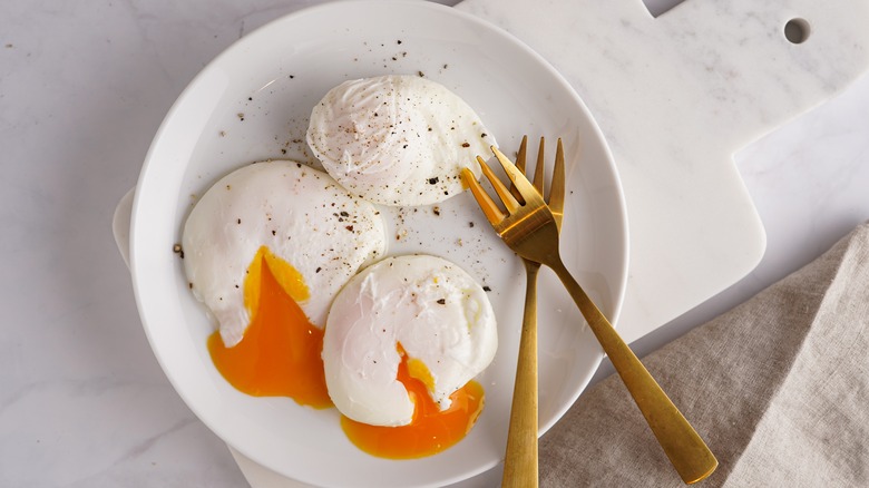 Poached eggs on a plate