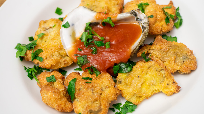 Fried oysters on a plate