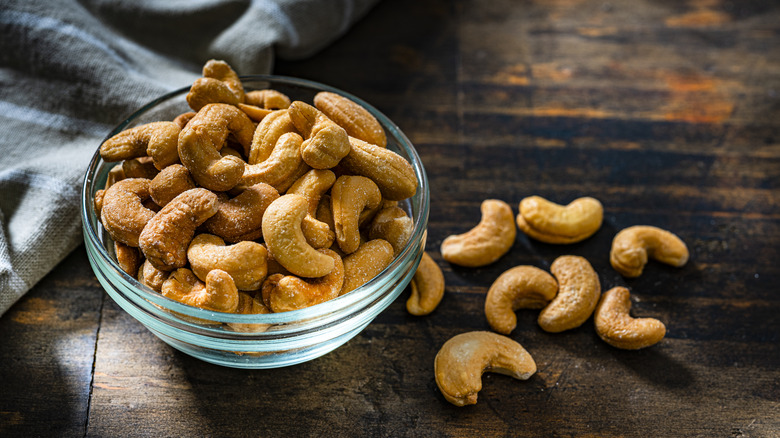 Bowl of roasted cashews