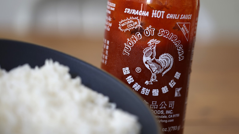 Bottle of Sriracha sauce