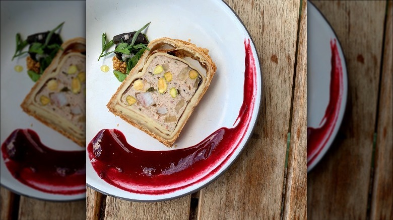 pâté en croûte served with Cumberland sauce