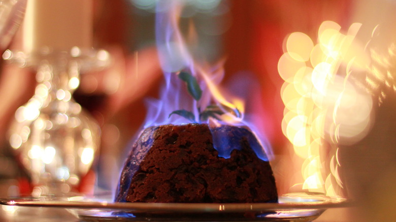 close up of christmas pudding