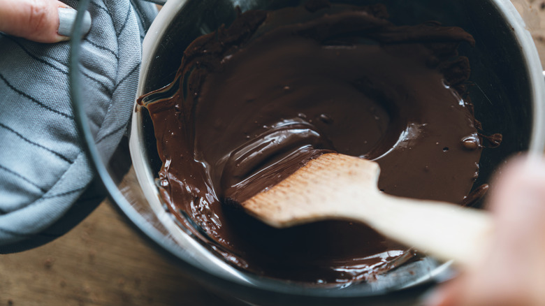 Stirring chocolate mix in a bowl