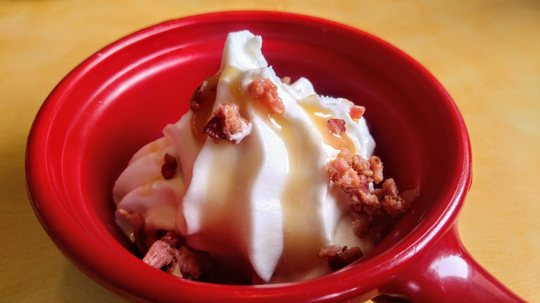 Soft serve ice cream with bacon bits