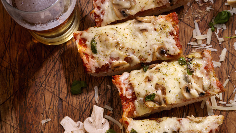 Sliced garlic bread pizza