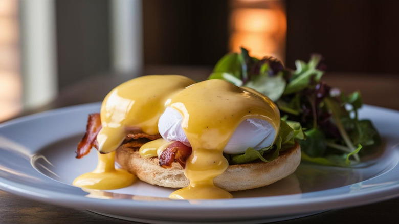 Eggs Benedict on plate