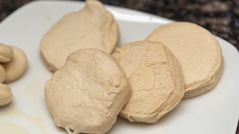 biscuit dough on a plate