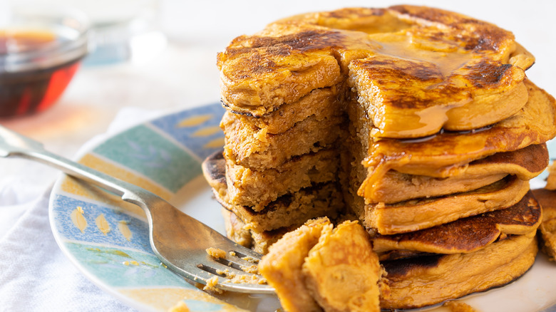 stack of sweet potato pancakes