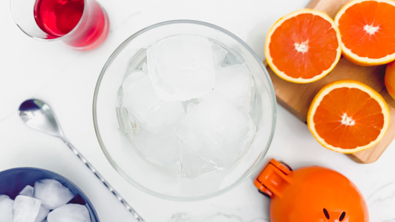 cocktail glass with ice