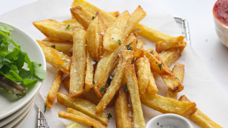truffled french fries on plate 