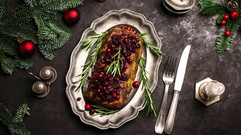 Holiday meatloaf with cranberry sauce